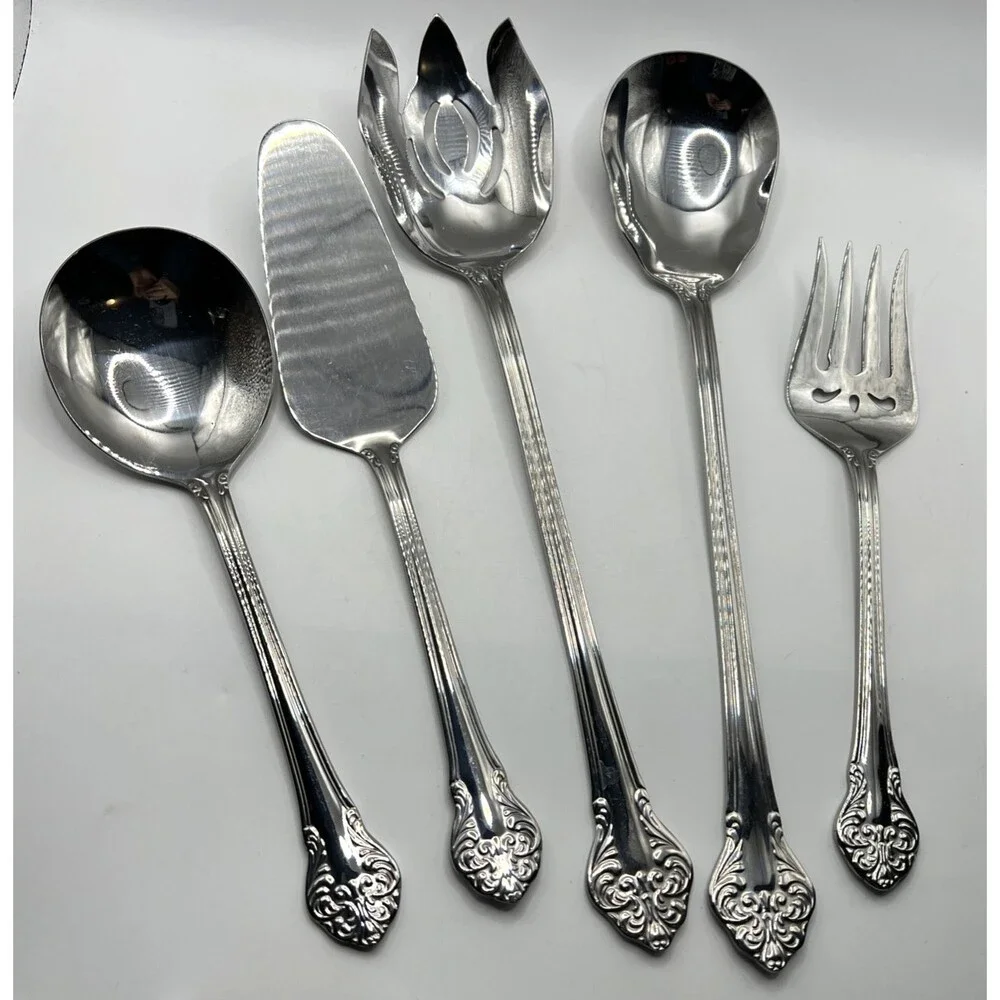 5 Pc Serving Set Reed Barton Select Serving Stainless Korea Cutlery Flatware